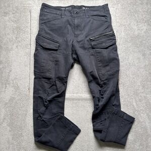 G-Star Raw Black Cargo Utility Pants Slim Fit Distressed Jeans Men's‎ 33x34